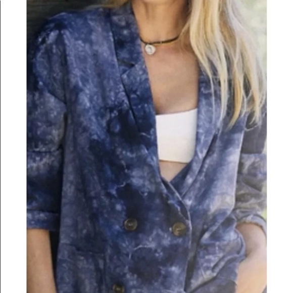 Anthropologie Amadi Hilde Tie Dye Linen Blend Blazer - Picture 3 of 14